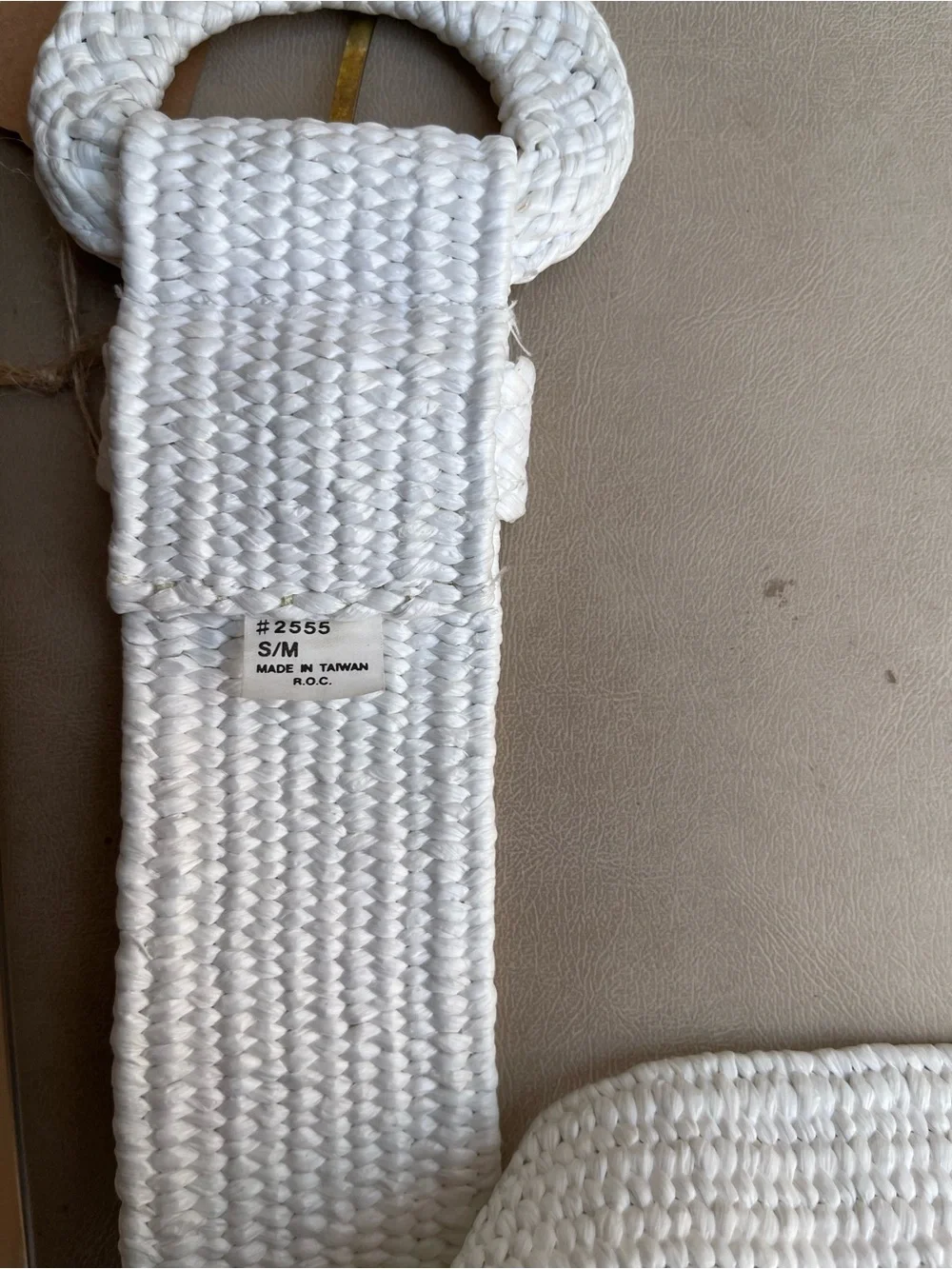 Vintage White Woven Wide Belt